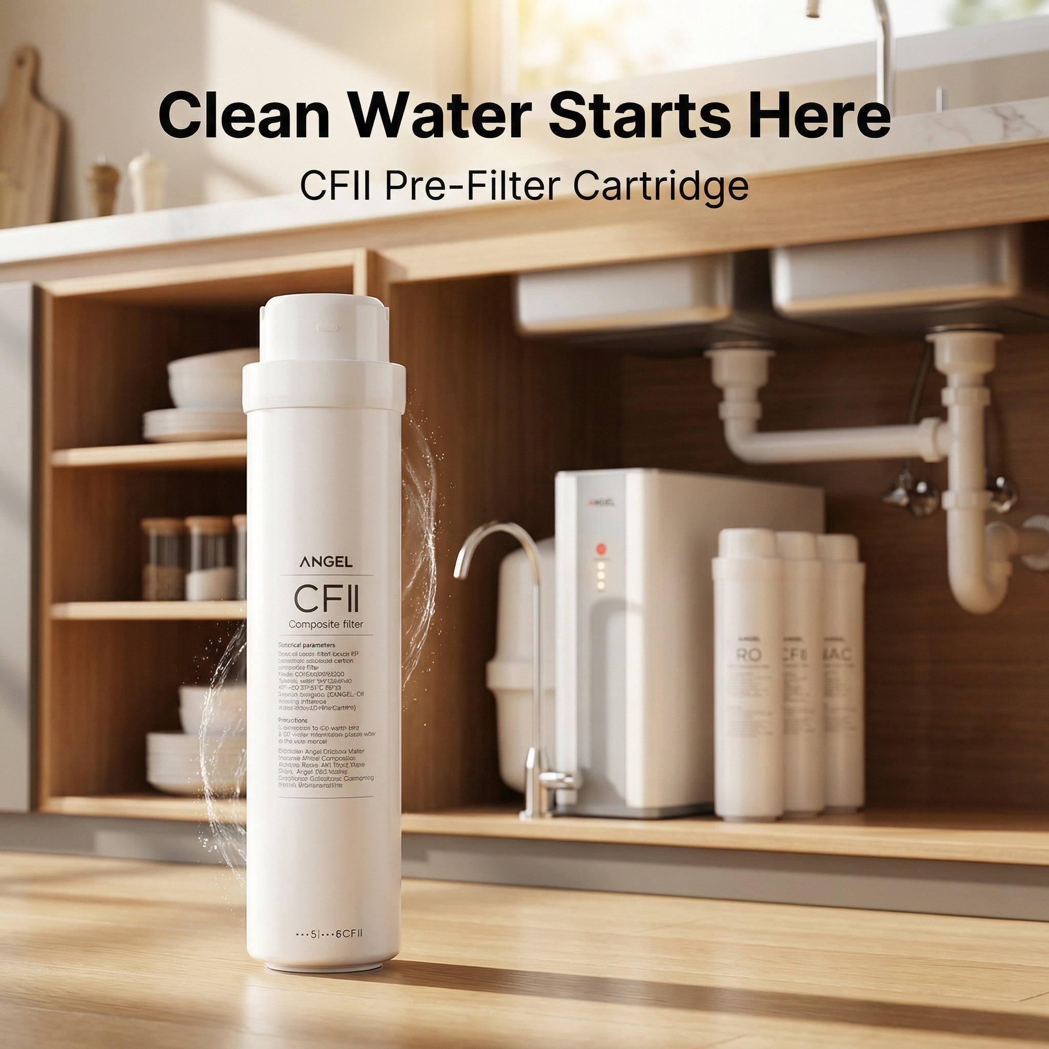 ANGEL X1 Series CFII Replacement Filter Cartridge 1-Pack, for X1, X1Pro, W-J3781-ROC15, W-J3680-ROB15, RO Systems, Removes Dirt, Rust & Sediment, Long-Lasting 6–12 Month Lifespan