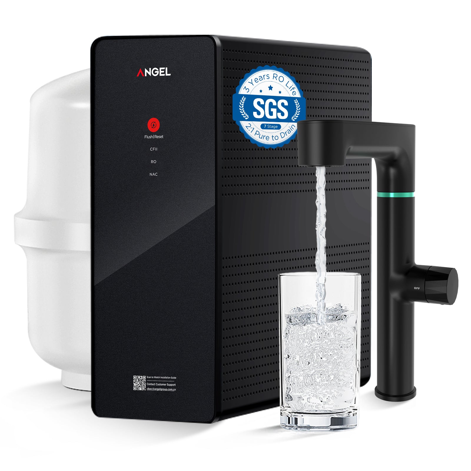 ANGEL X1 Pro Reverse Osmosis Water Filter, 7-Stage Under Sink RO System | 3-year RO filter life, 2:1 pure-to-drain, 7-stage filtration reduces PFAS/PFOS, TDS, chlorine, bad taste & odor, Lead-Free