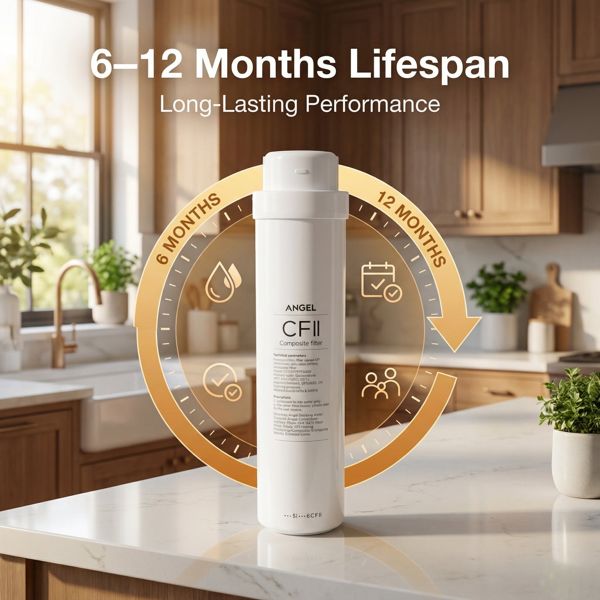 ANGEL X1 Series CFII Replacement Filter Cartridge 1-Pack, for X1, X1Pro, W-J3781-ROC15, W-J3680-ROB15, RO Systems, Removes Dirt, Rust & Sediment, Long-Lasting 6–12 Month Lifespan