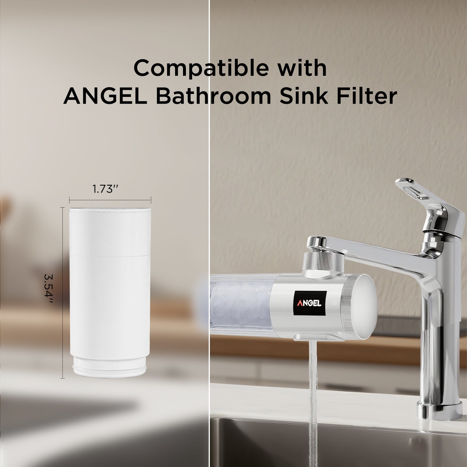 ANGEL UF60 Replacement Filter, Applies to ANGEL UF60 Bathroom Sink Filter Water Faucet for Skin (W-LT3701-UF60), Removes 99% Lead and Chlorine, Softens Water For Healthy Life